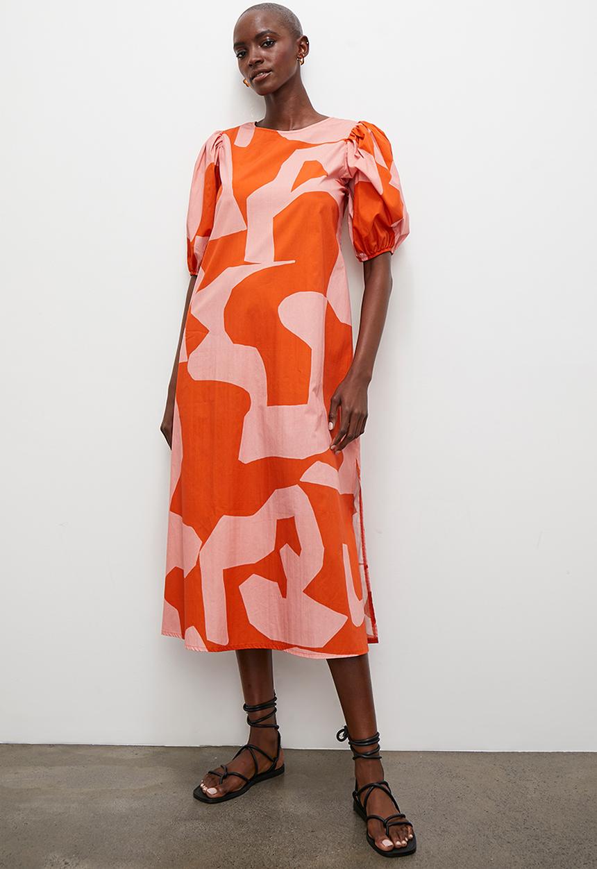 Superbalist - Puff sleeve midi dress - orange