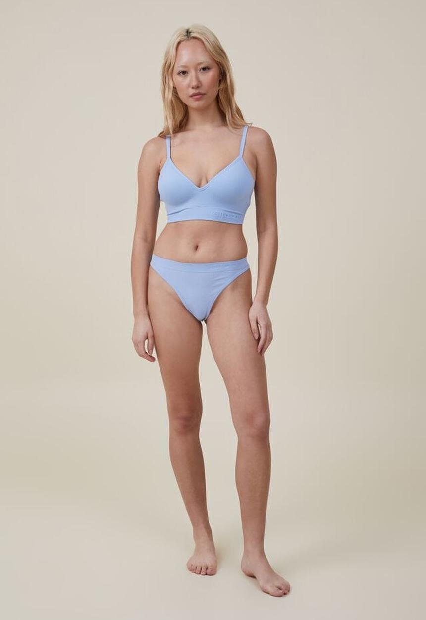 Cotton On - Seamless high cut g string brief - clear sky