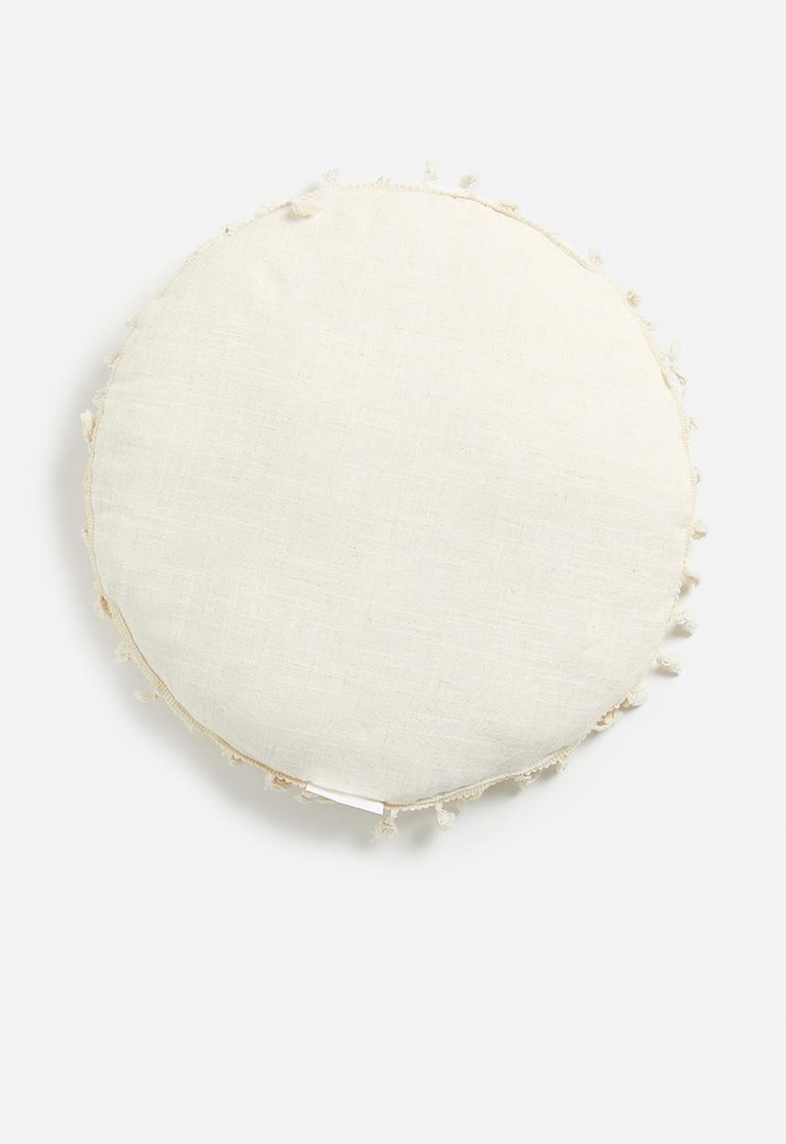 H&S - Outdoor tassel cushion - grey & stone