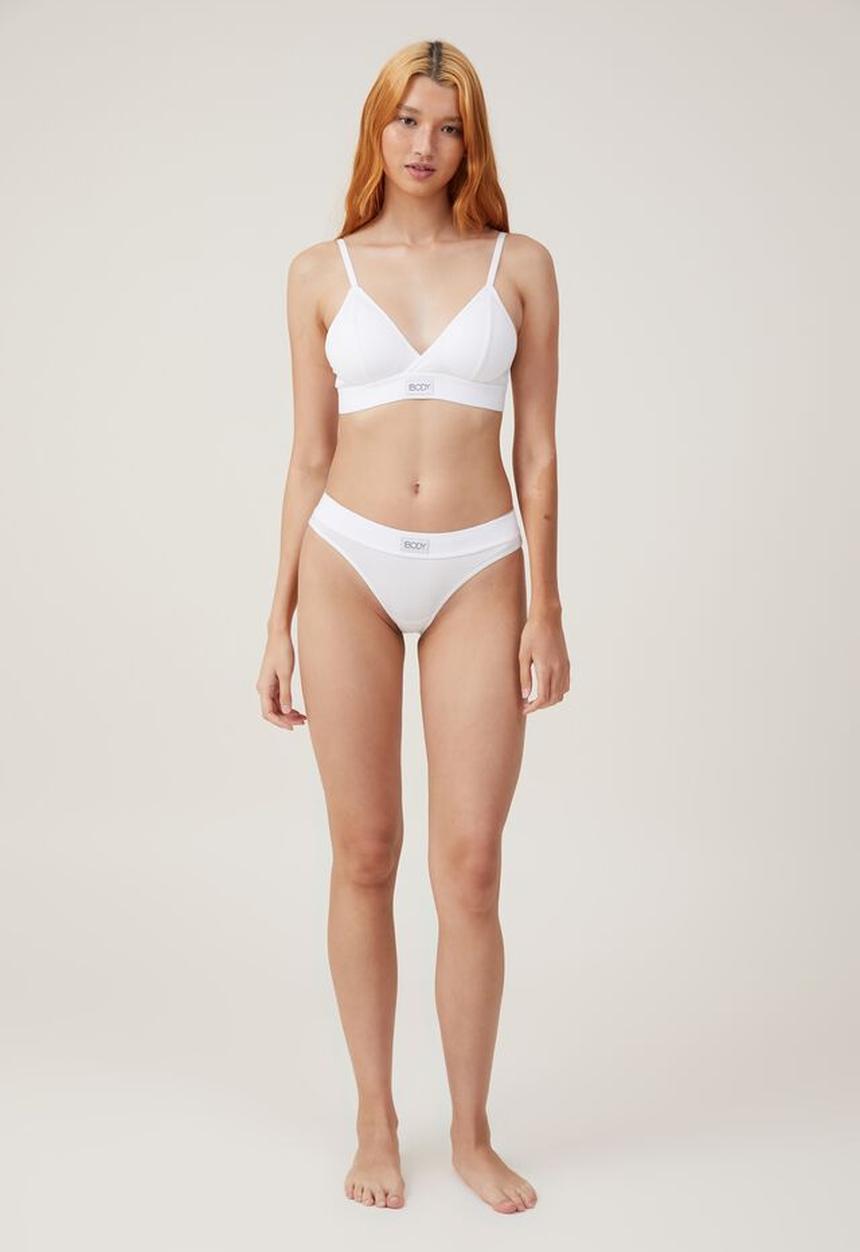 Cotton On - Organic cotton cross over padded bralette - white