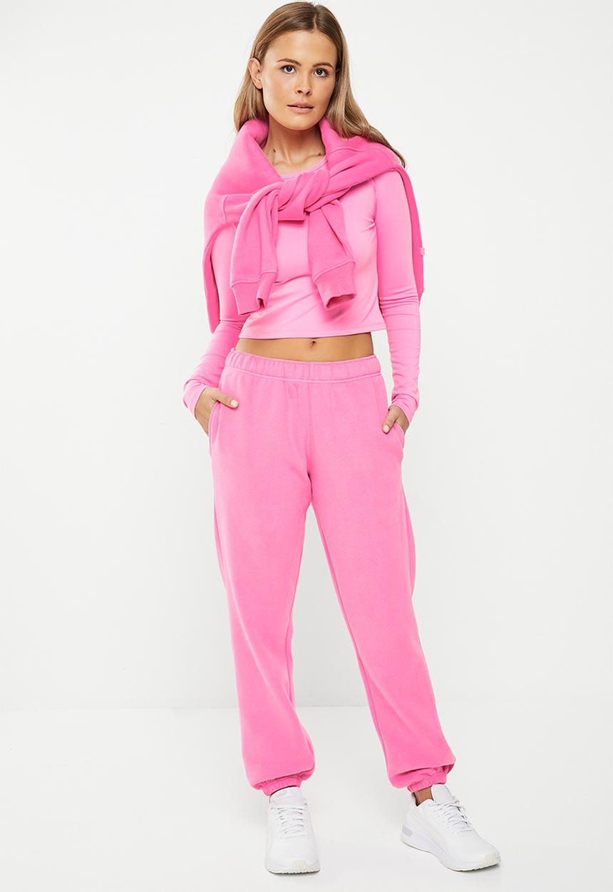 Cotton On - Plush gym track pant - strawberry pink
