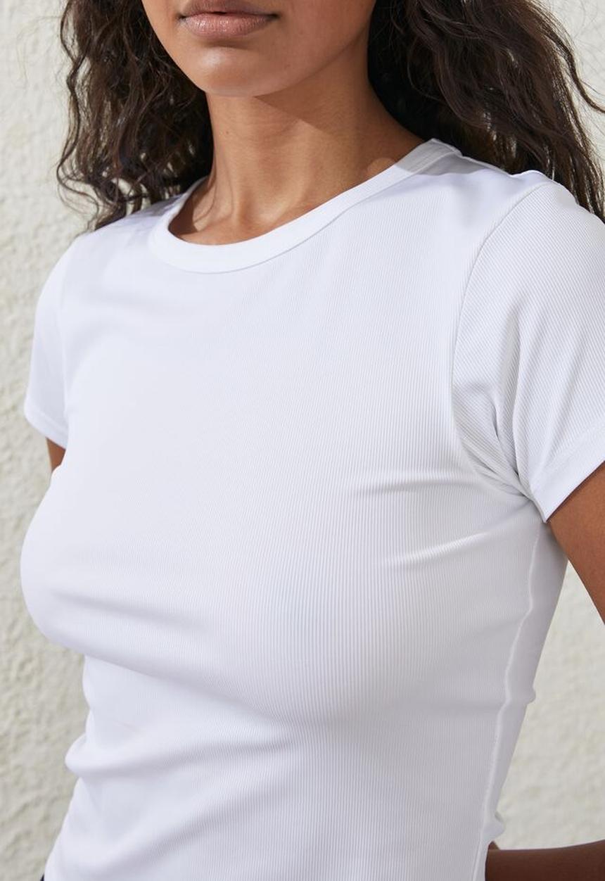 Cotton On - Active rib gym tshirt - white