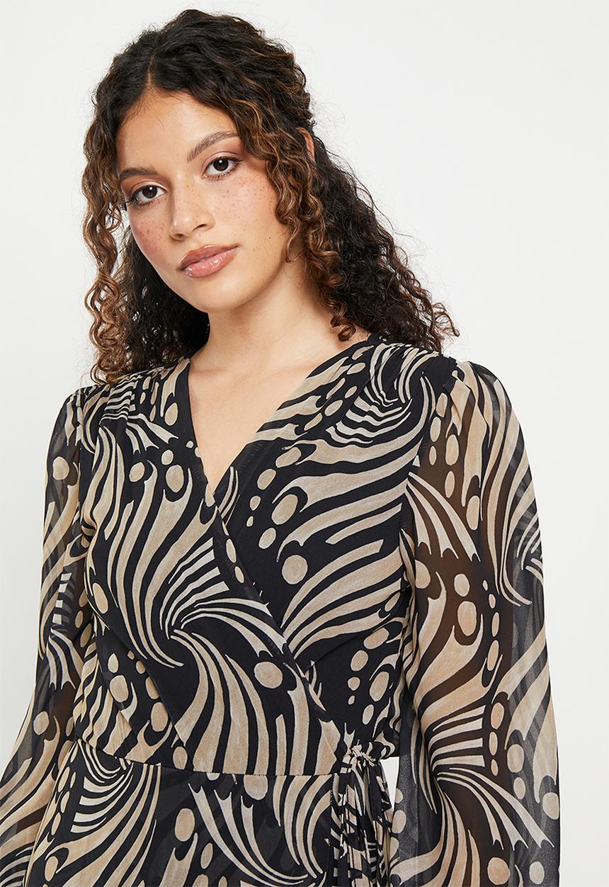 Stella Morgan - Printed wrap maxi dress - camel