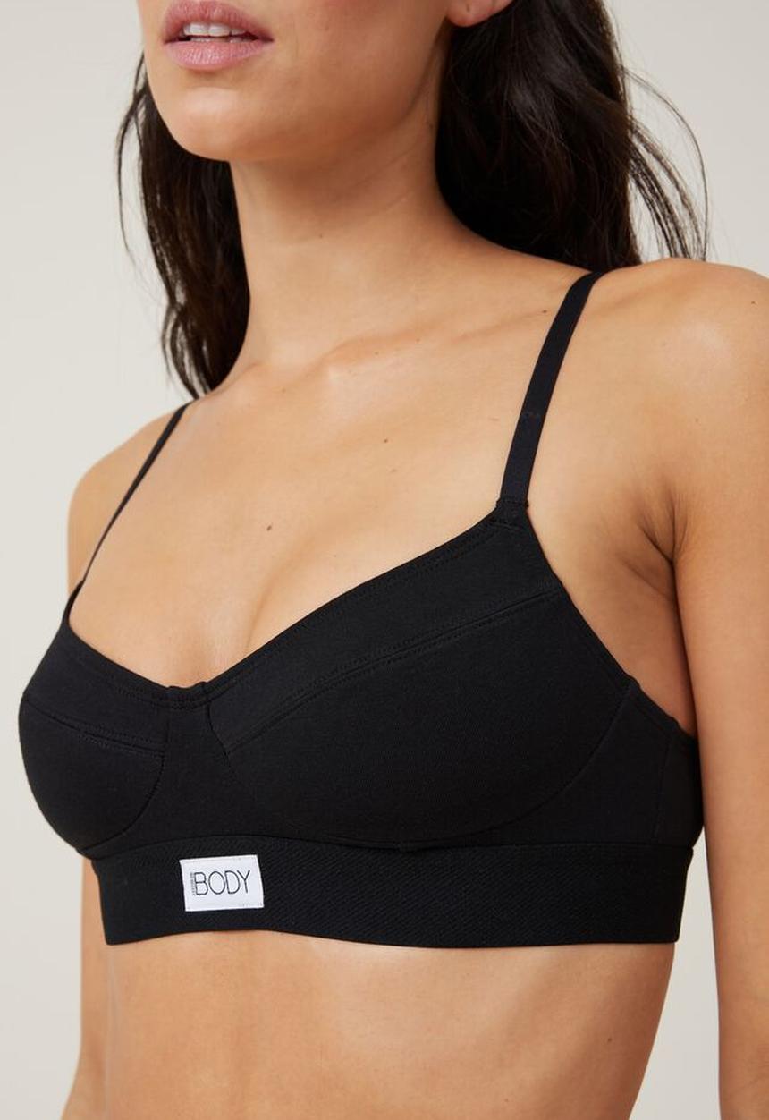 Cotton On - Organic cotton bralette - black
