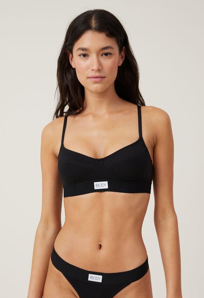 Cotton On - Organic cotton bralette - black