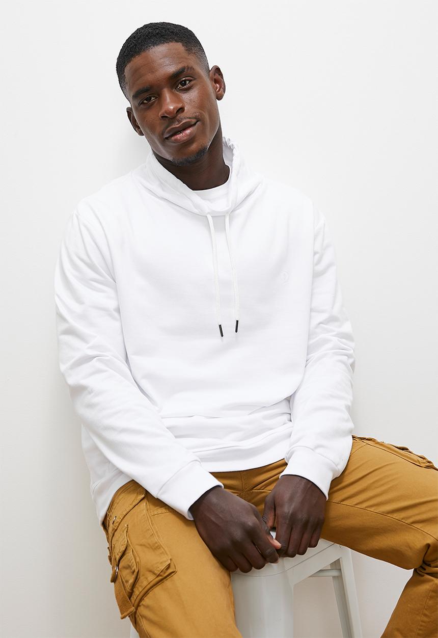 Lark & Crosse - Brent funnel neck sweat - white