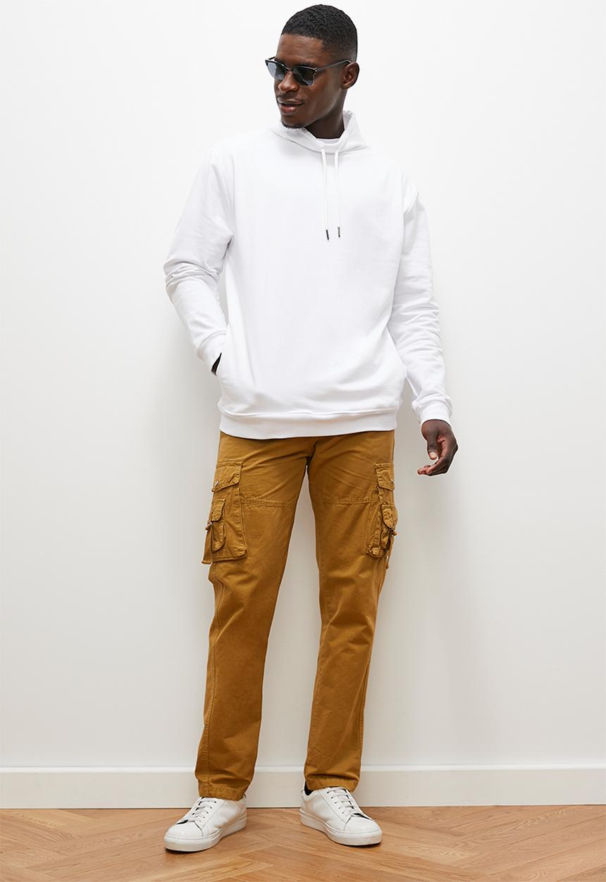 Lark & Crosse - Brent funnel neck sweat - white