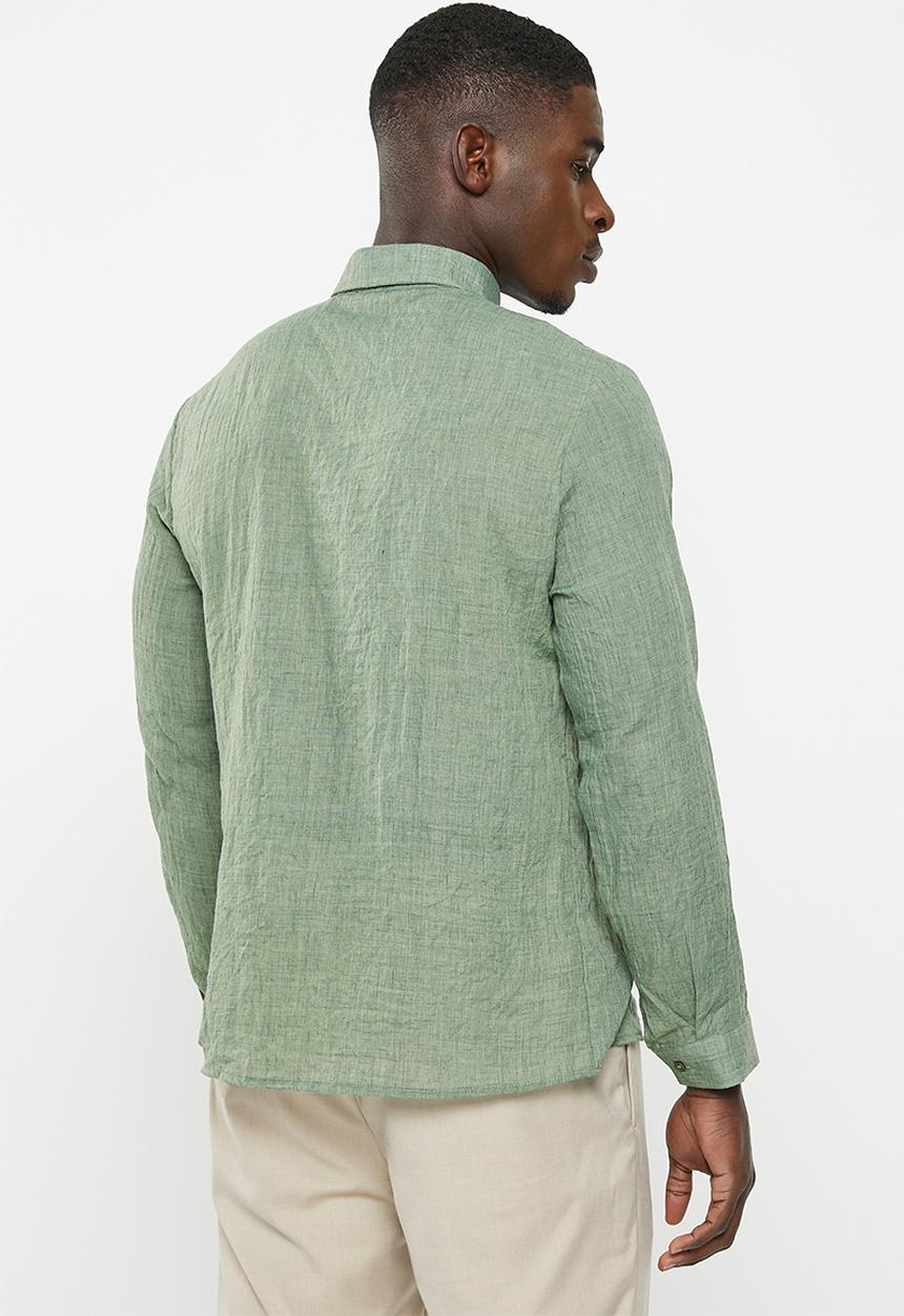 basicthread - Linen blend shirt - fatigue
