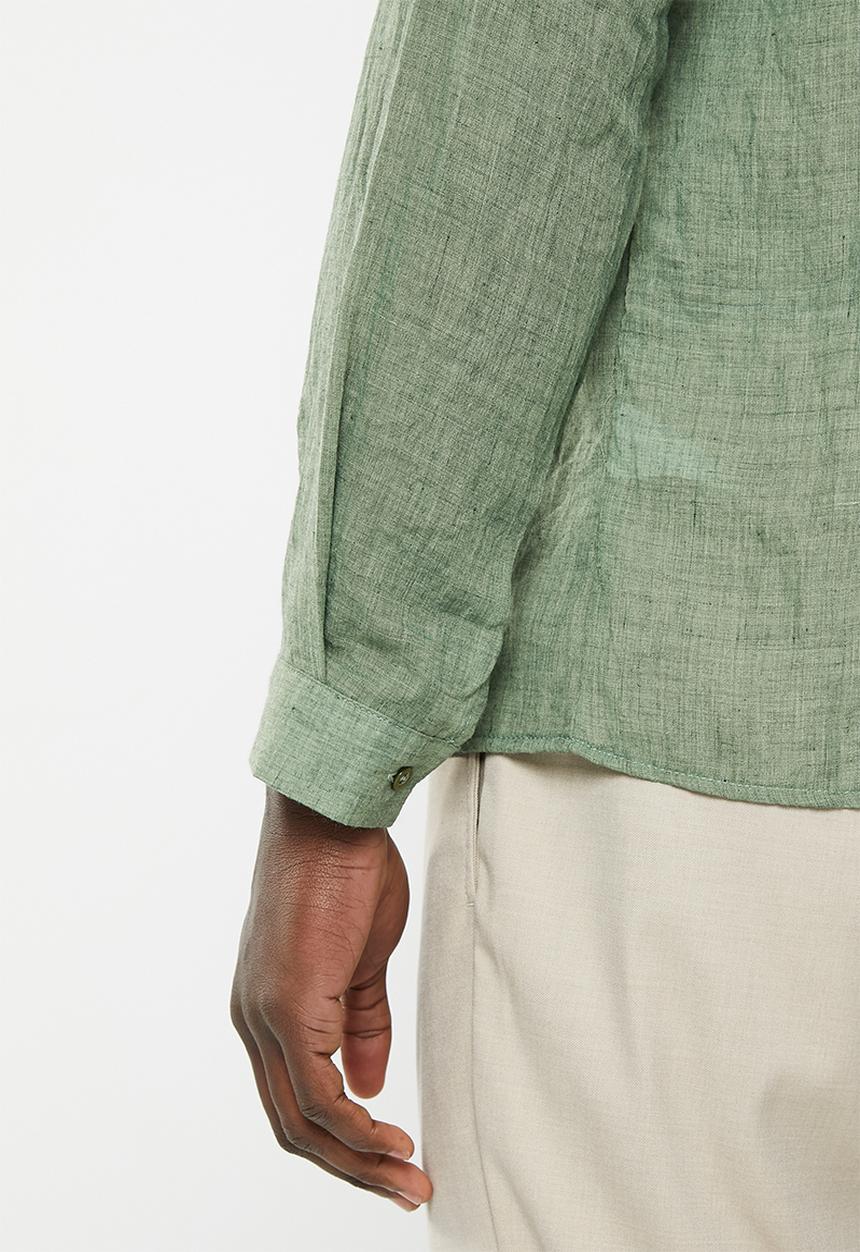basicthread - Linen blend shirt - fatigue