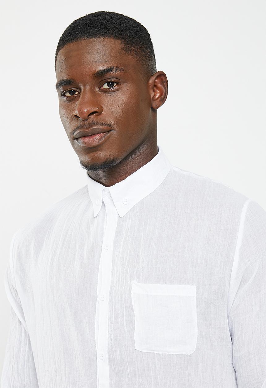 basicthread - Linen blend shirt - white
