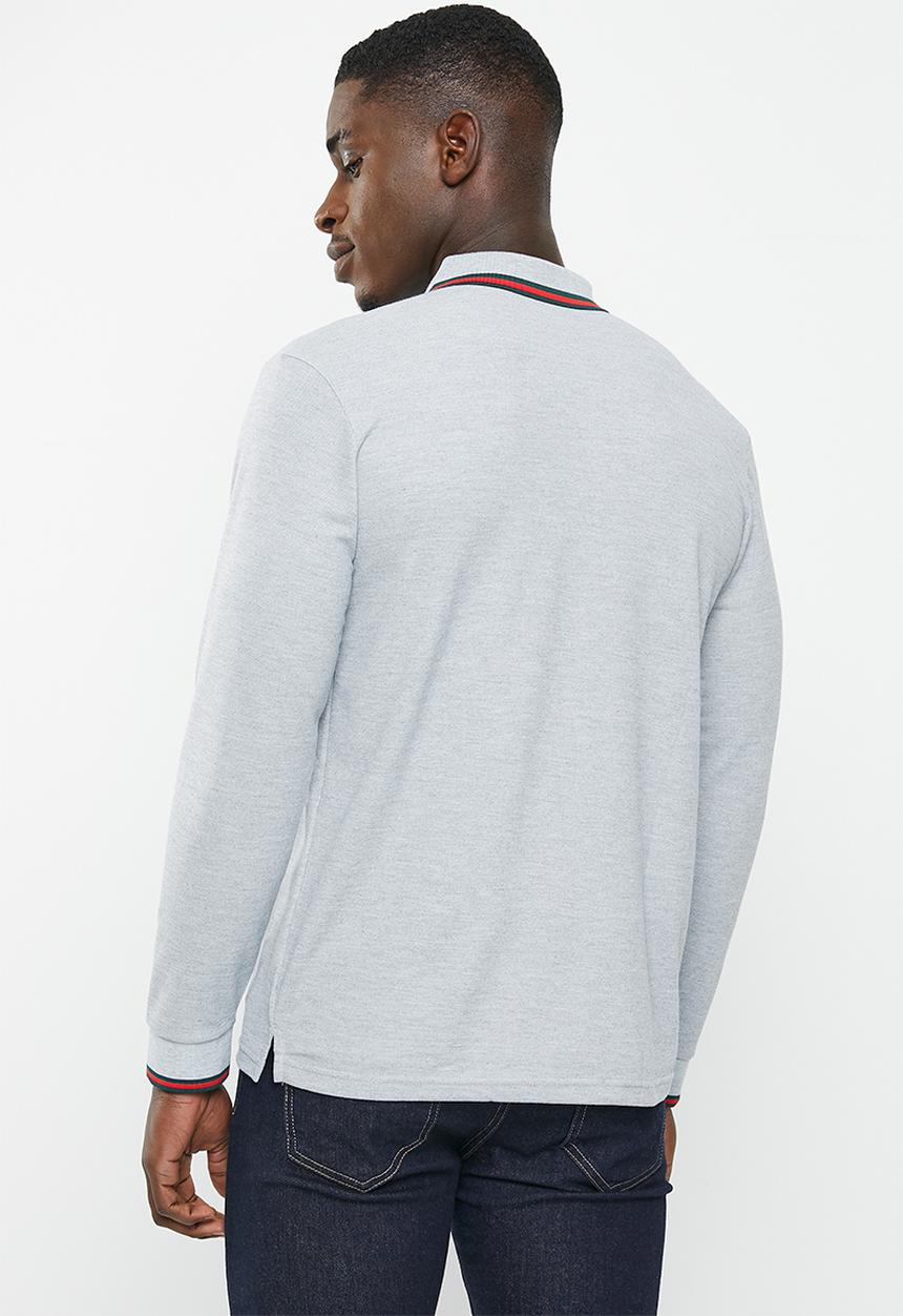 basicthread - Tipped long sleeve knitwear golfer - grey