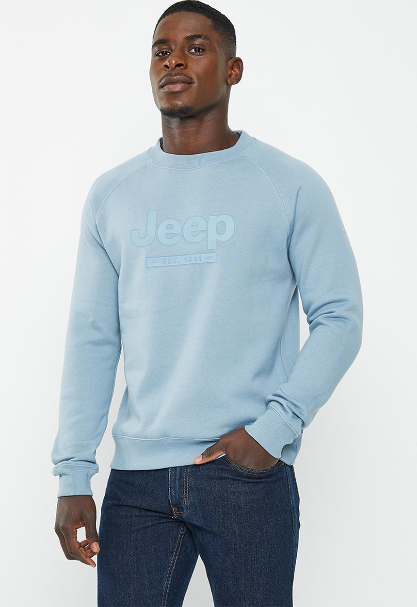 JEEP - High density print raglan crew neck - blue