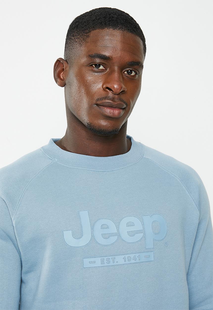 JEEP - High density print raglan crew neck - blue
