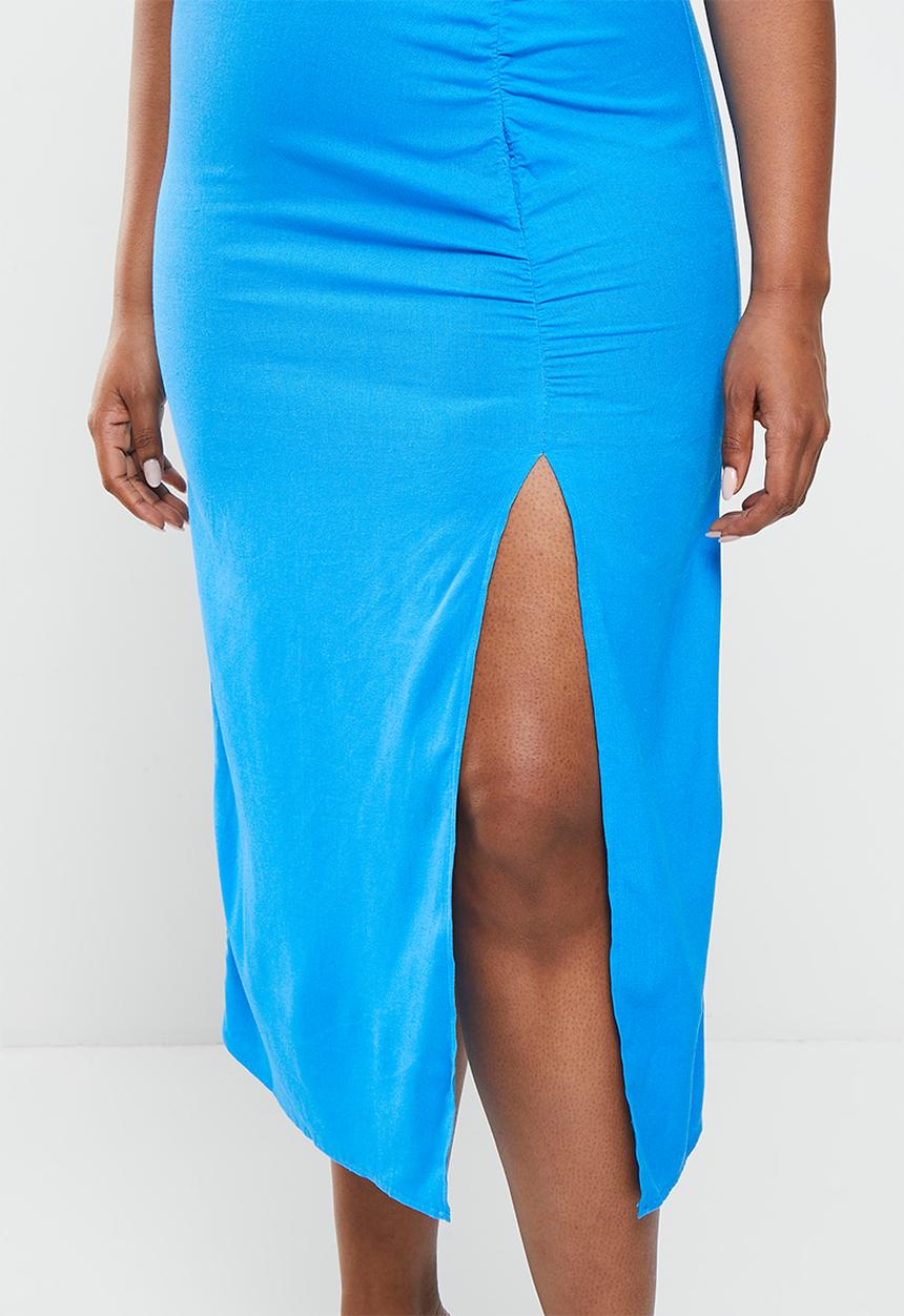 Me&B - Plus gauged volue dress - cyan