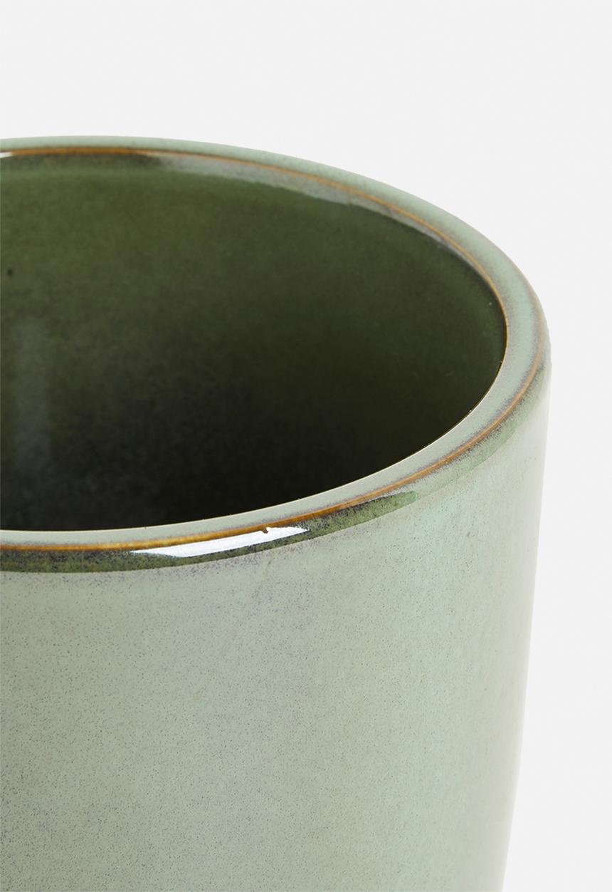 H&S - Rooted porcelain flowerpot - green
