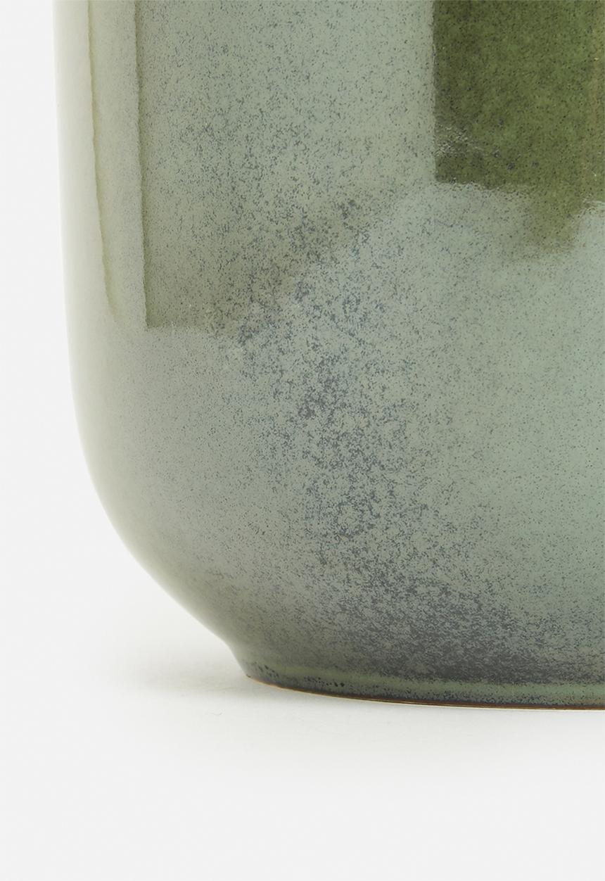 H&S - Rooted porcelain flowerpot - green