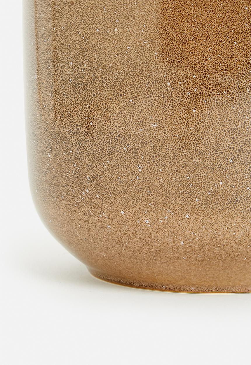 H&S - Rooted porcelain flowerpot - brown