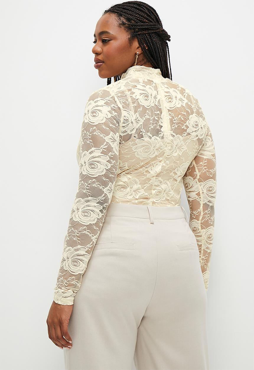 edit - Lace turtle neck - stone