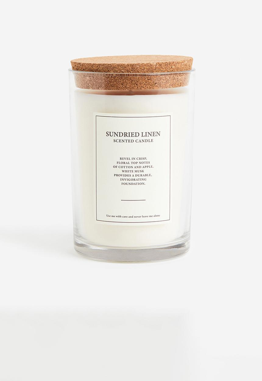 H&M - Large cork-lid scented candle - white/sundried linen