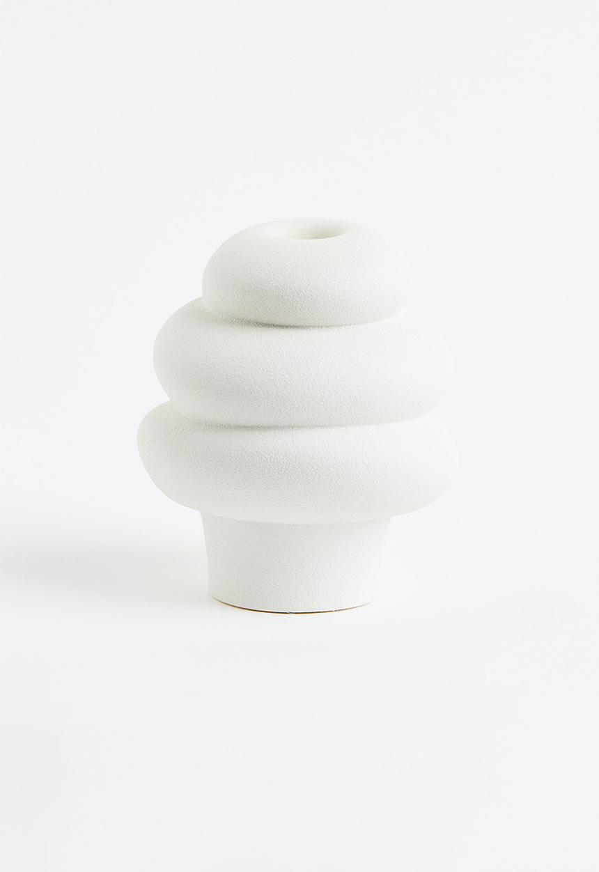 H&M - Stoneware candlestick - white