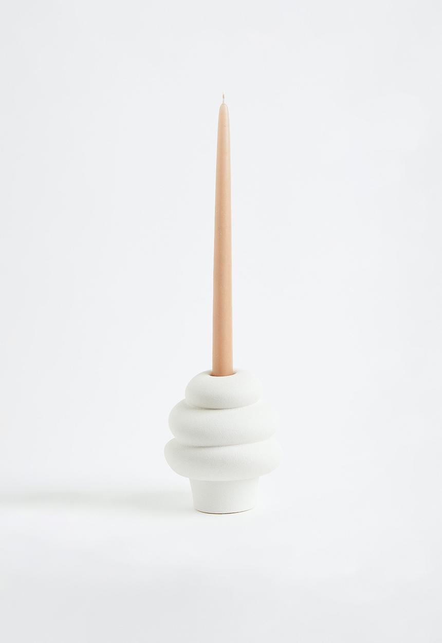 H&M - Stoneware candlestick - white