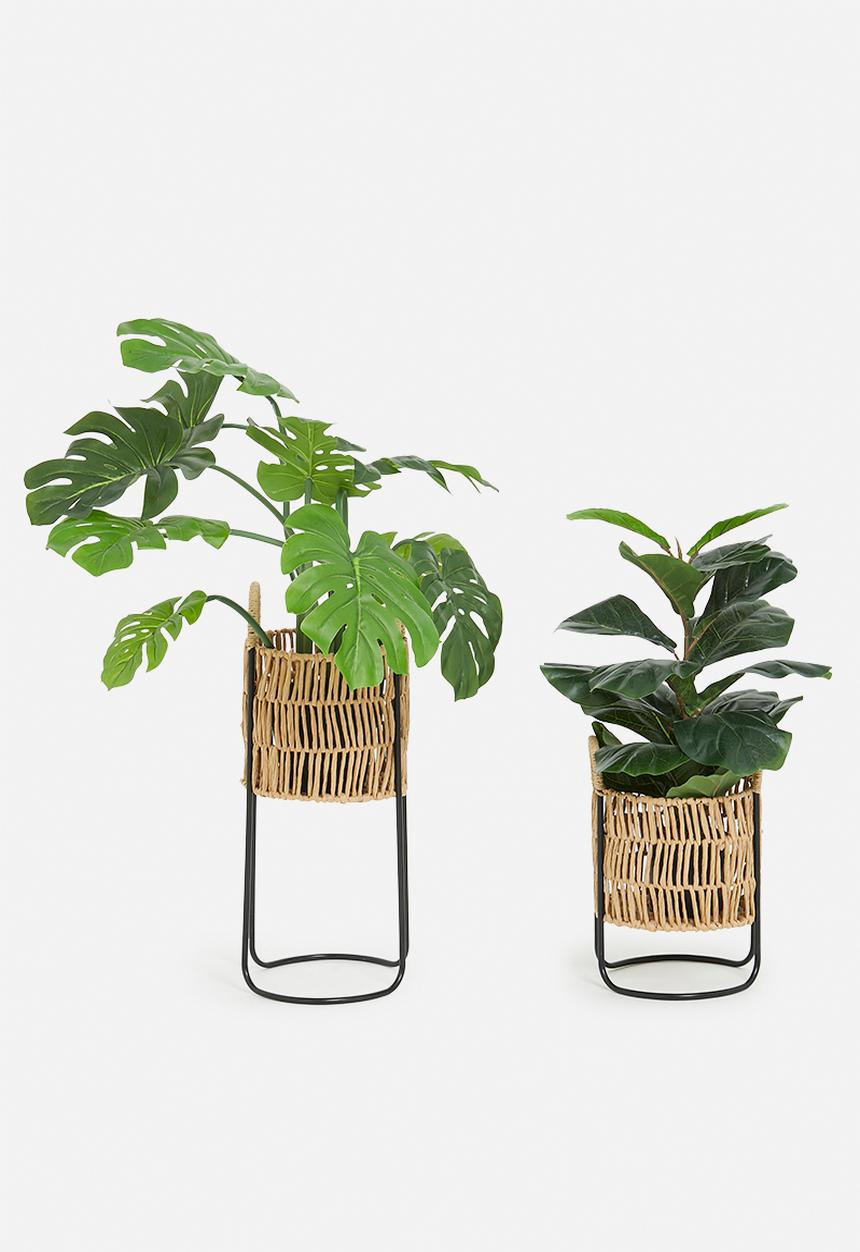 H&S - Rope planter set of 2 - natural