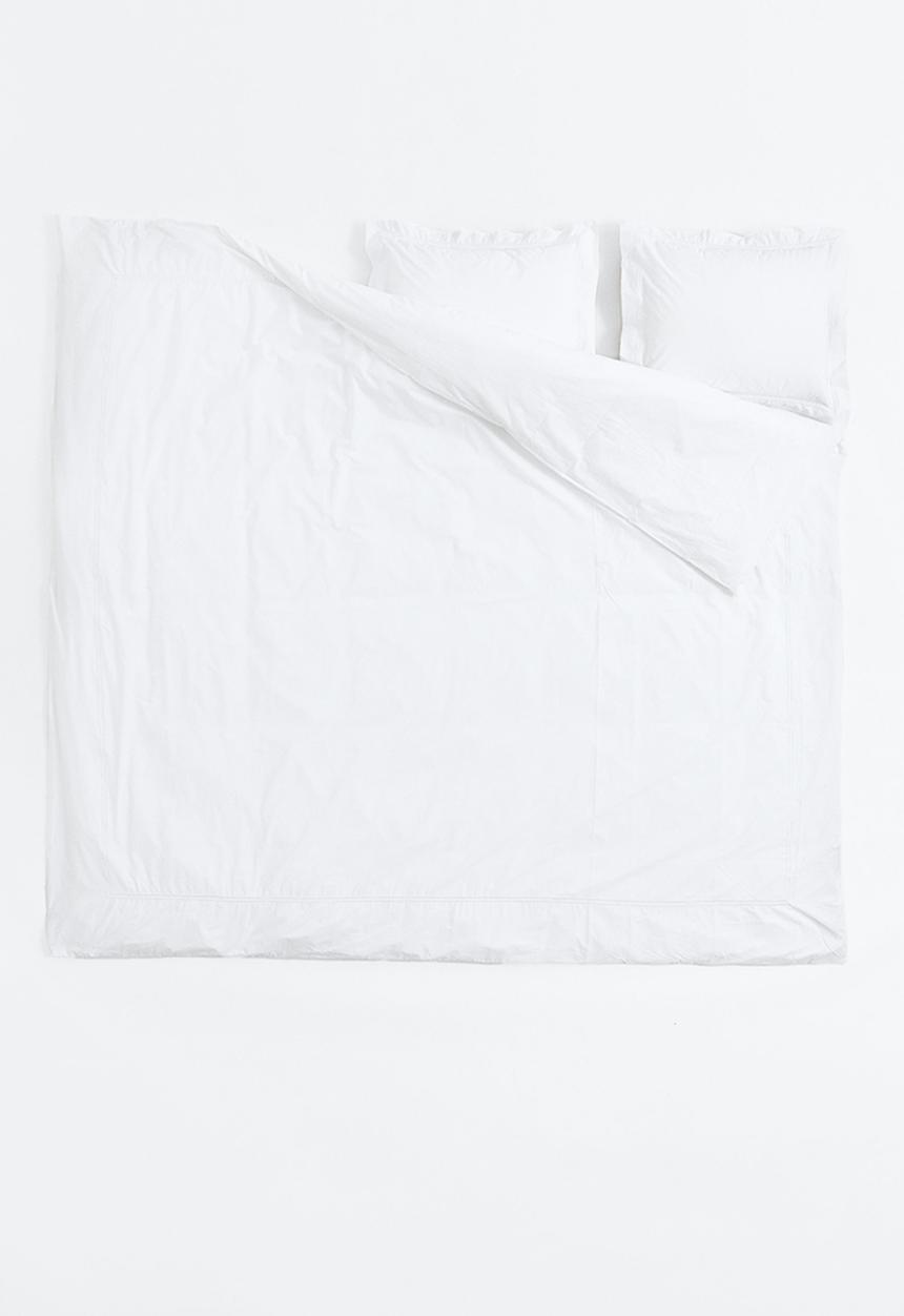 H&M - Cotton percale double/king duvet cover set - white