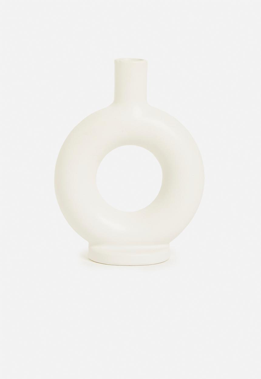 H&S - Round candle/flower holder - white