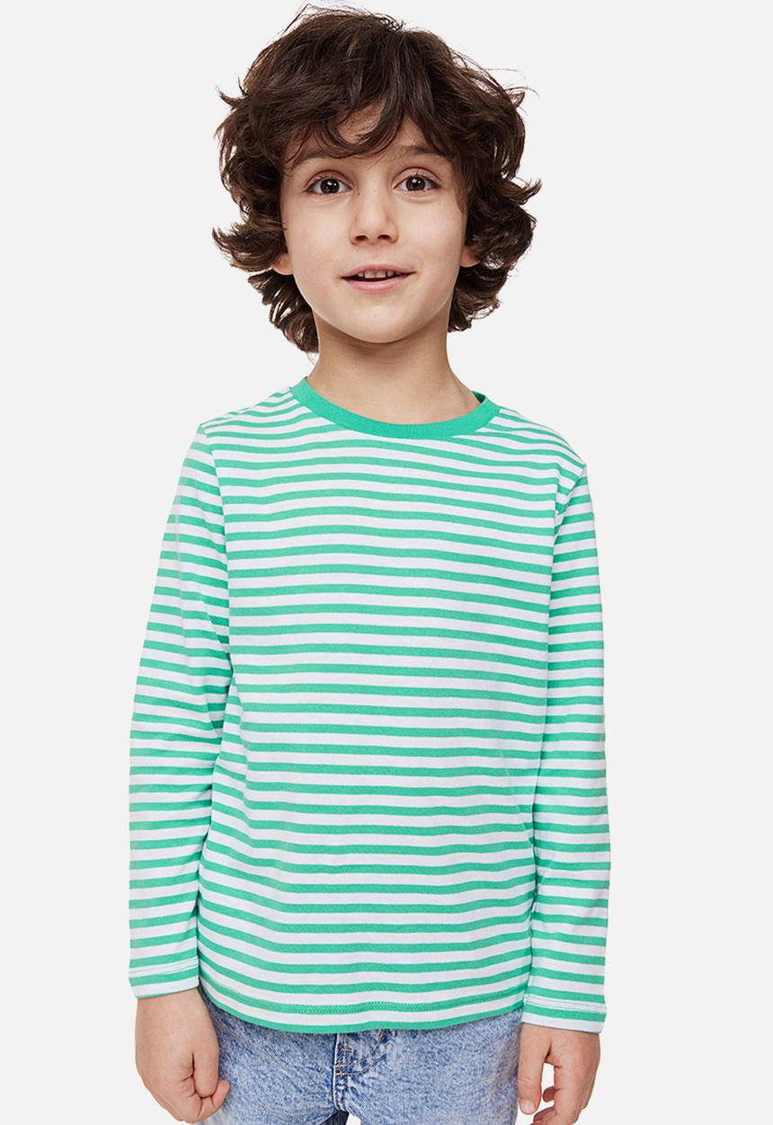 H&M - Jersey top - bright green/striped