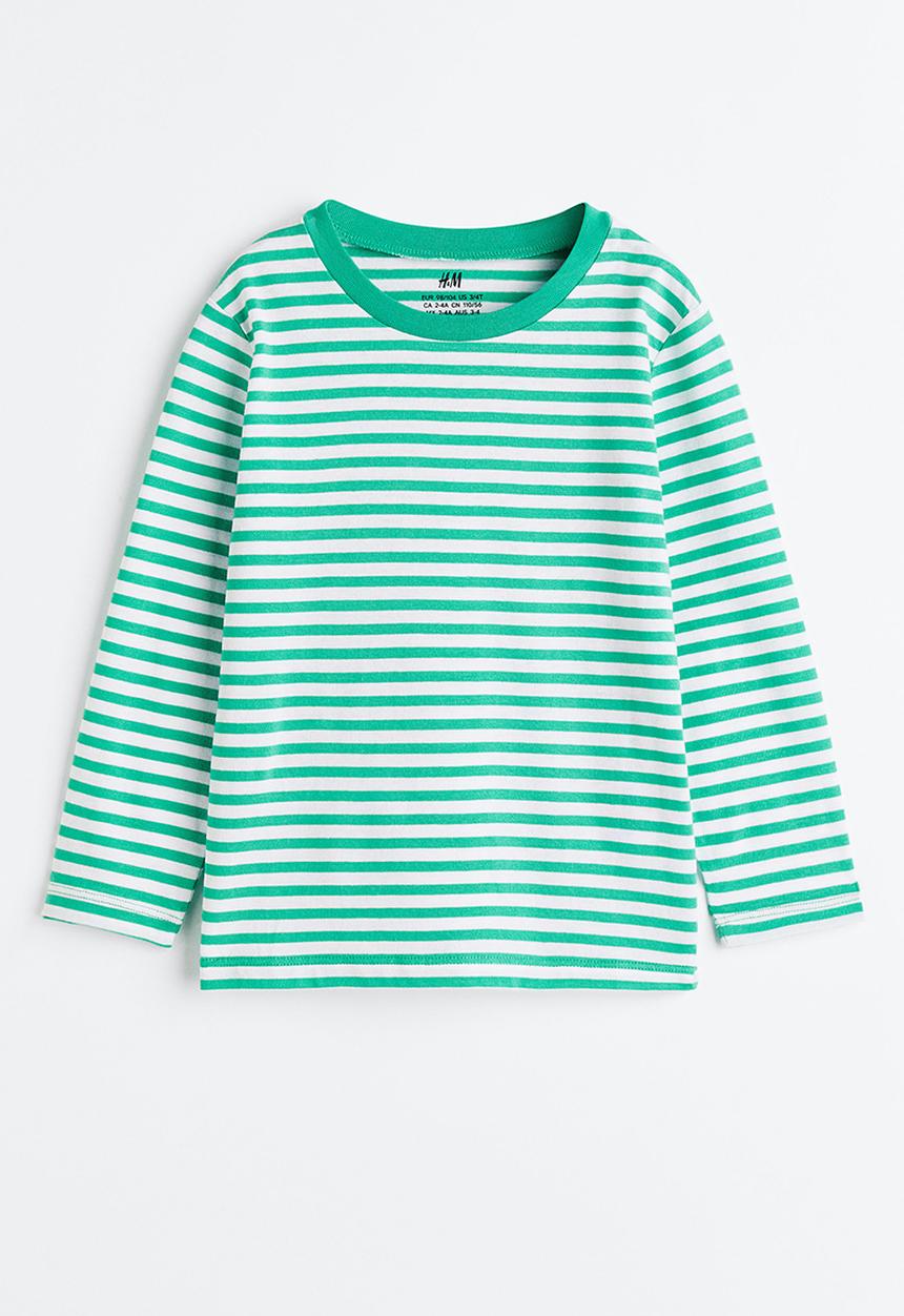H&M - Jersey top - bright green/striped