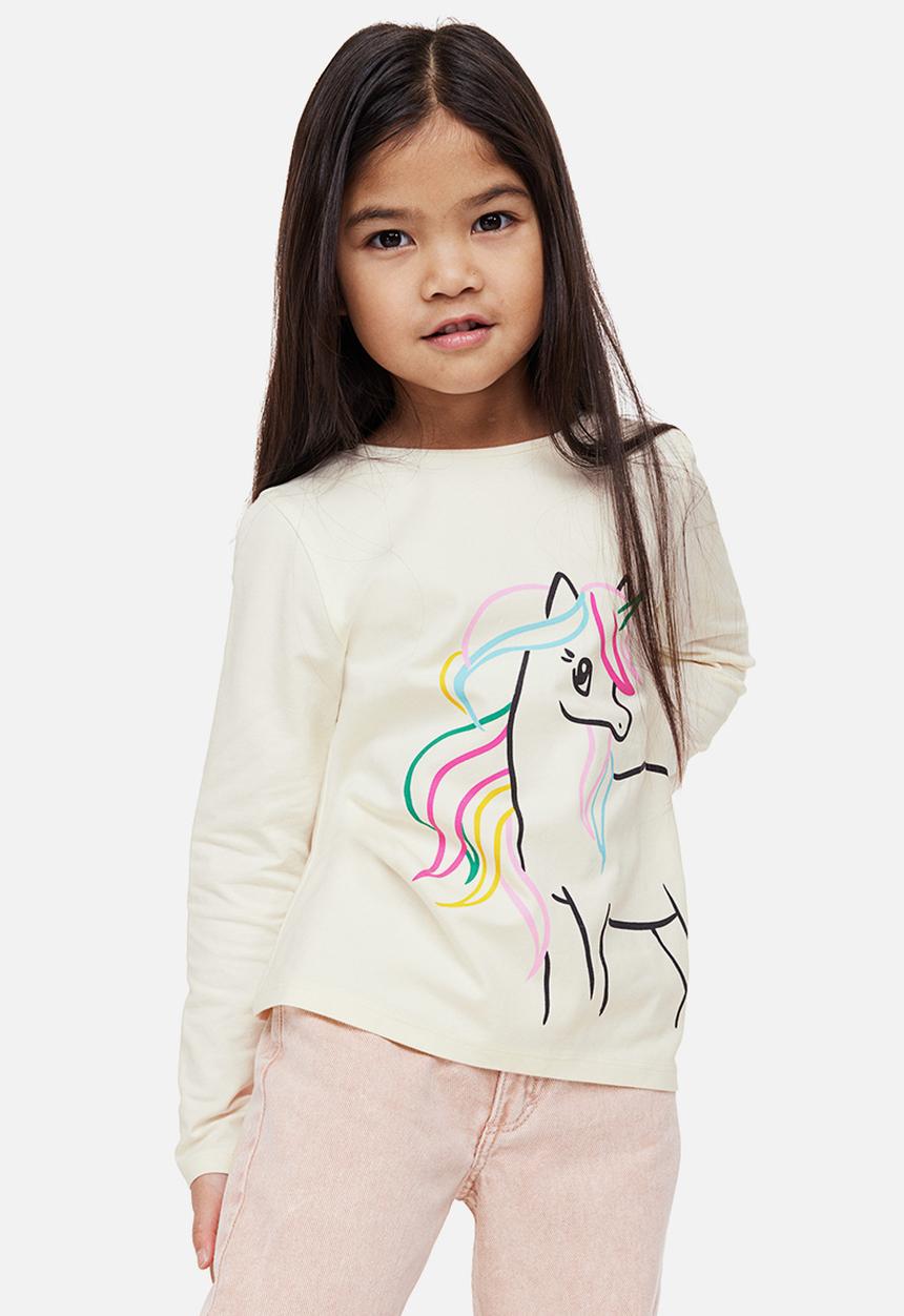 H&M - Printed jersey top - natural white/unicorn