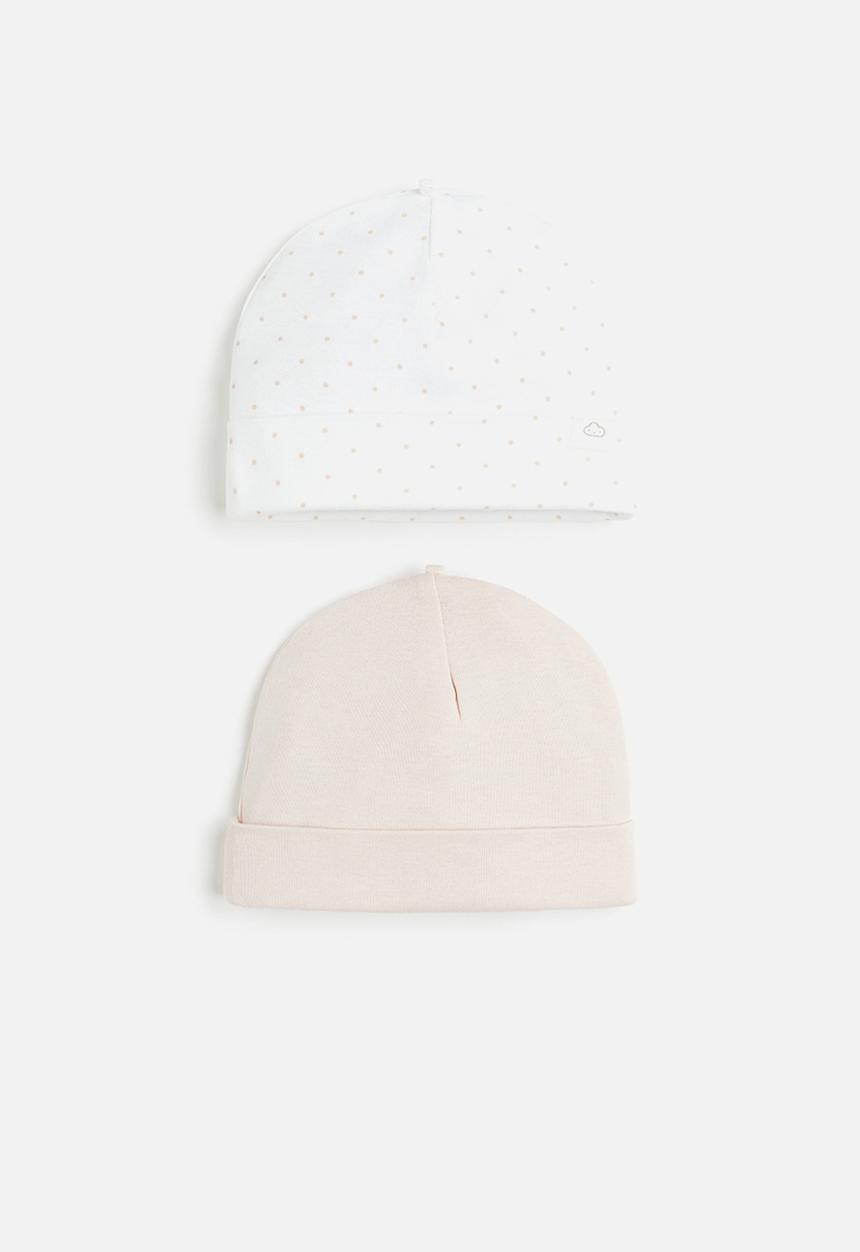 H&M - 2-pack cotton hats - light pink/spotted