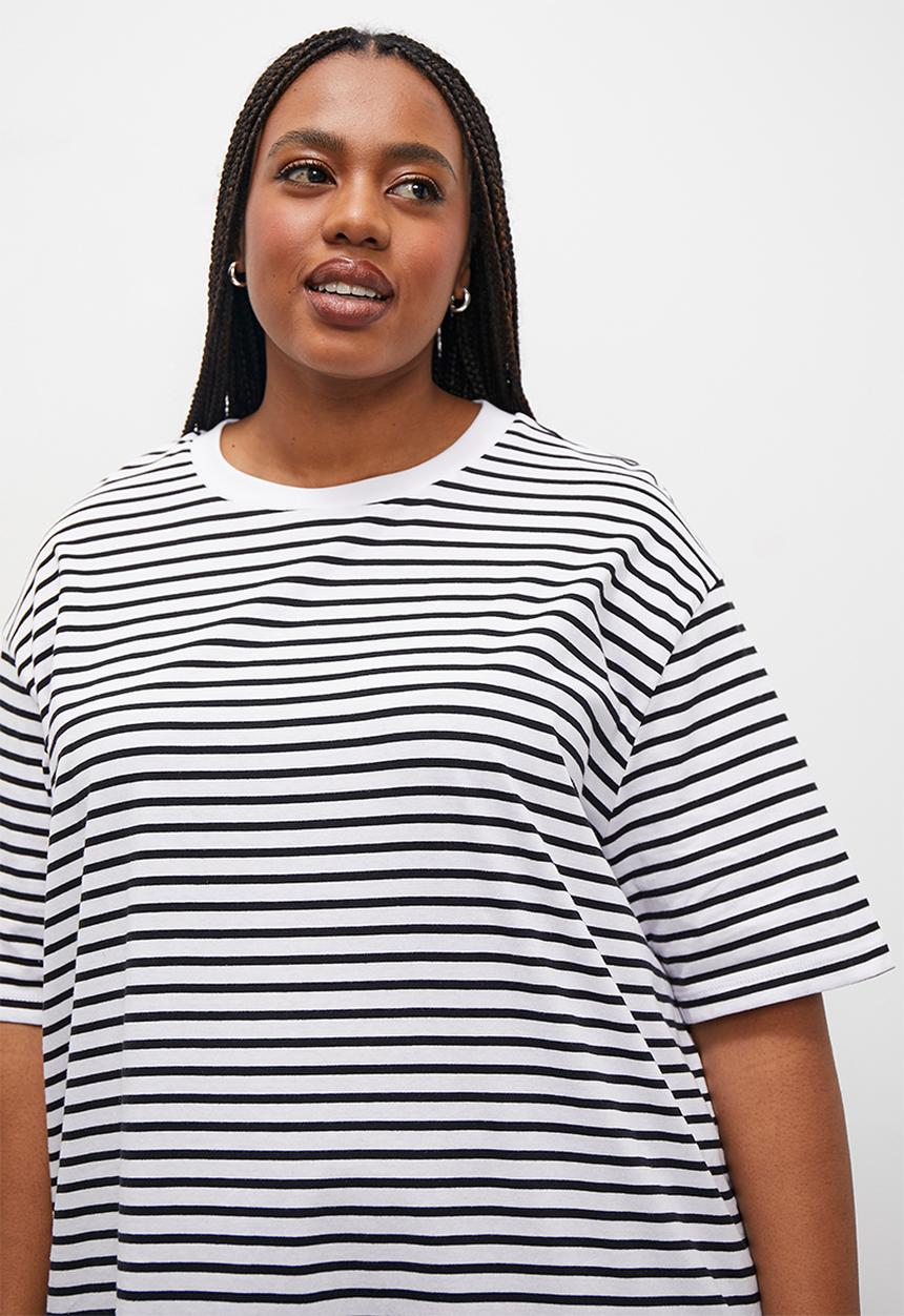 Superbalist - Oversized stripe tee - black/white