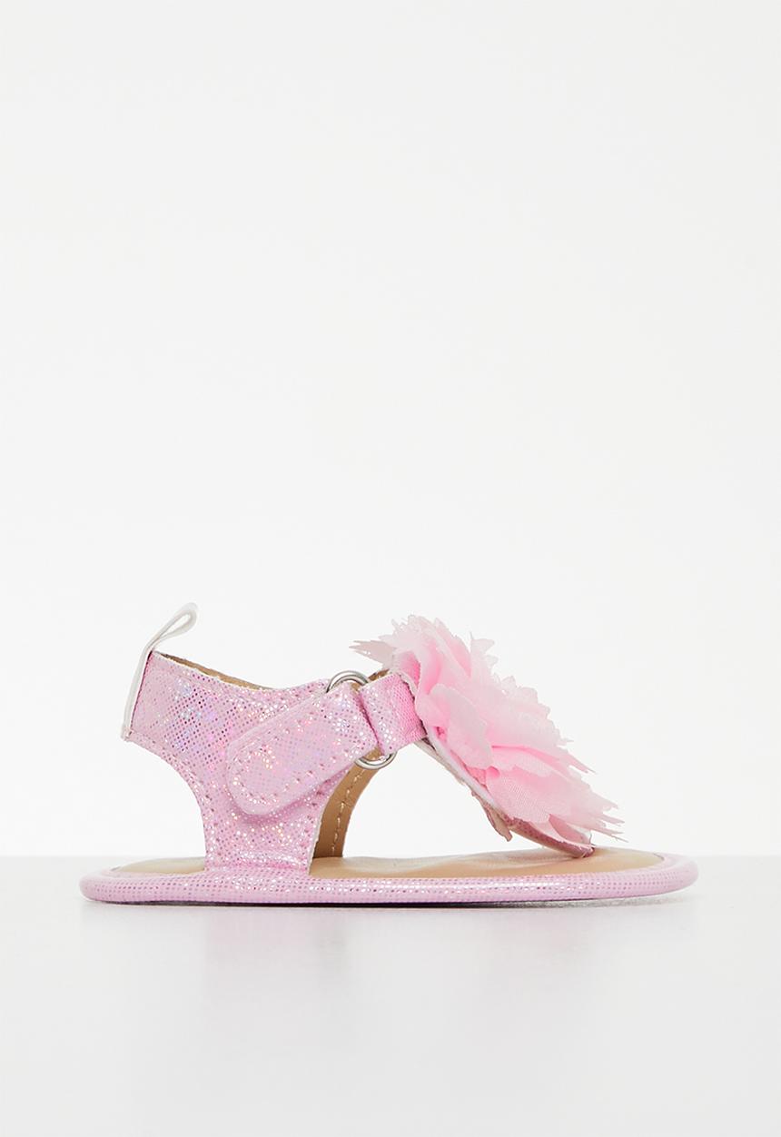 Pop Candy - T-strap sandals with ruffle detail - pink 