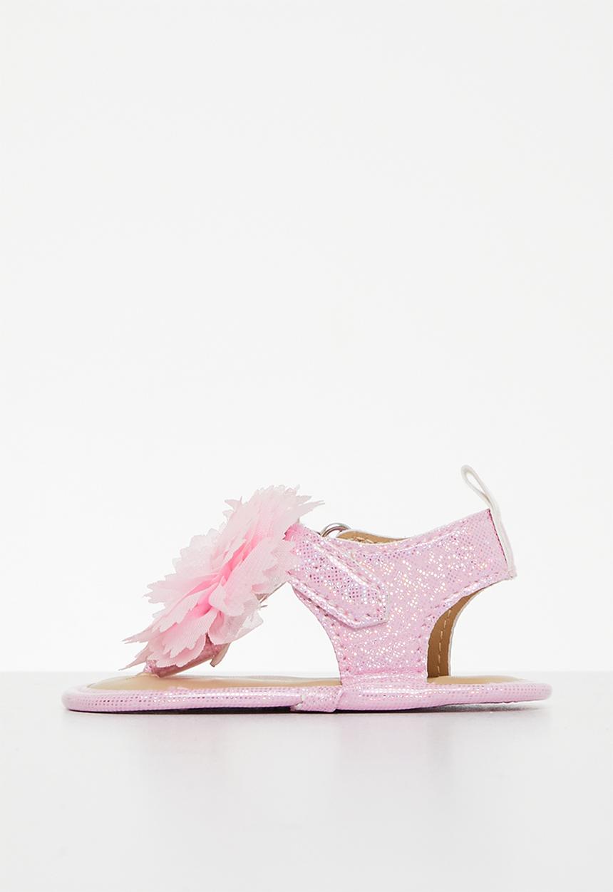 Pop Candy - T-strap sandals with ruffle detail - pink 
