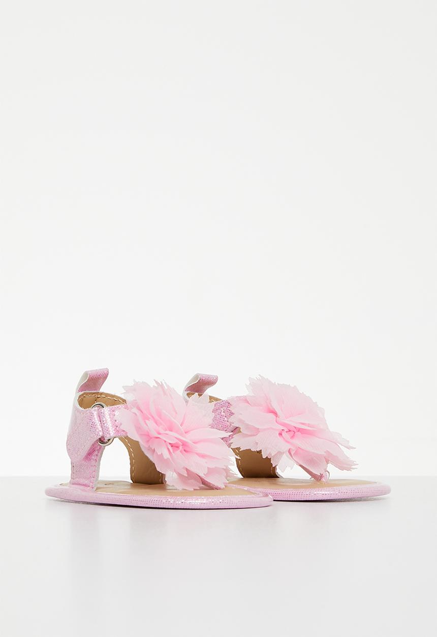Pop Candy - T-strap sandals with ruffle detail - pink 