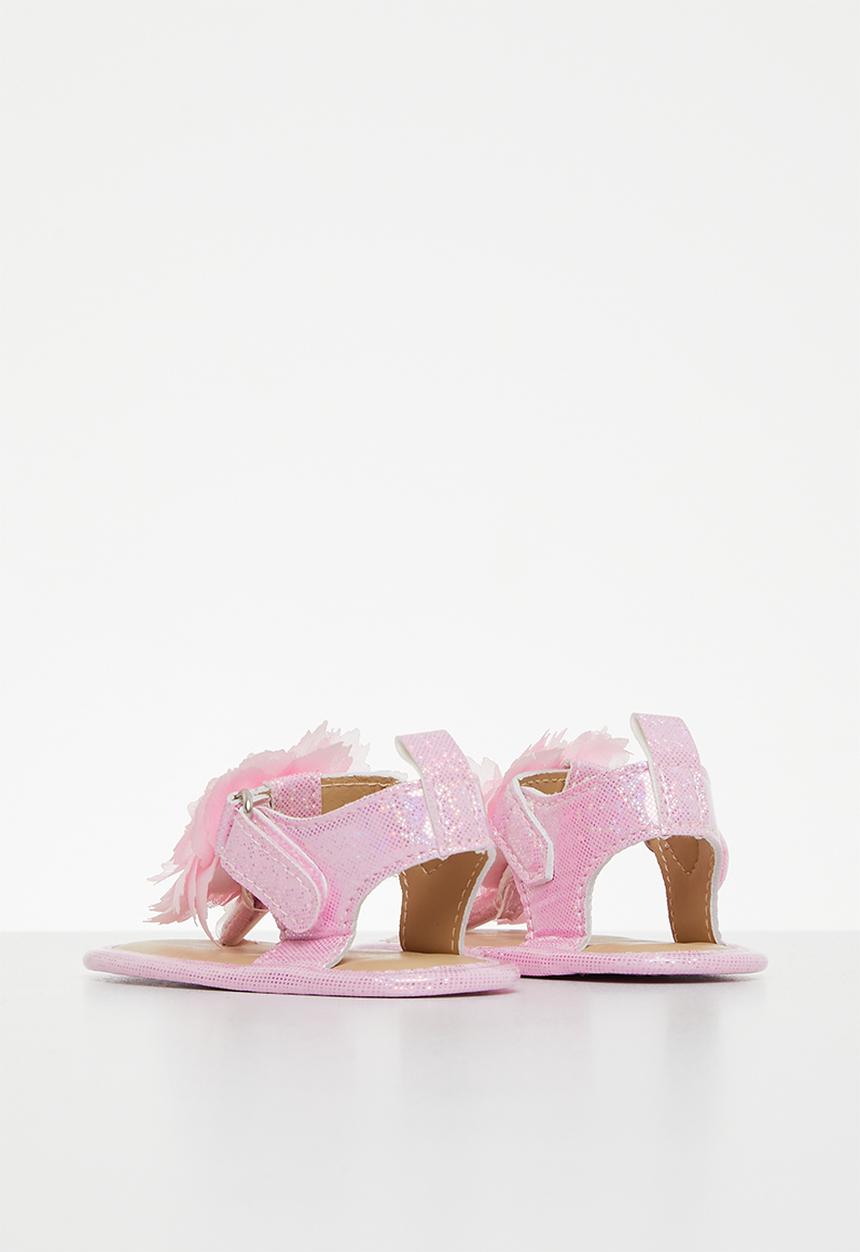 Pop Candy - T-strap sandals with ruffle detail - pink 