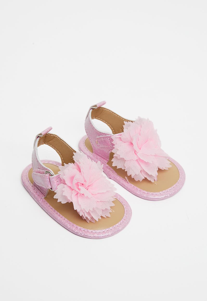 Pop Candy - T-strap sandals with ruffle detail - pink 