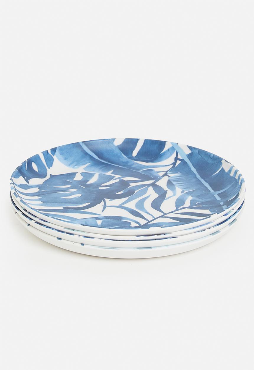 Excellent Houseware - Palms side plate set of 4 - Blue