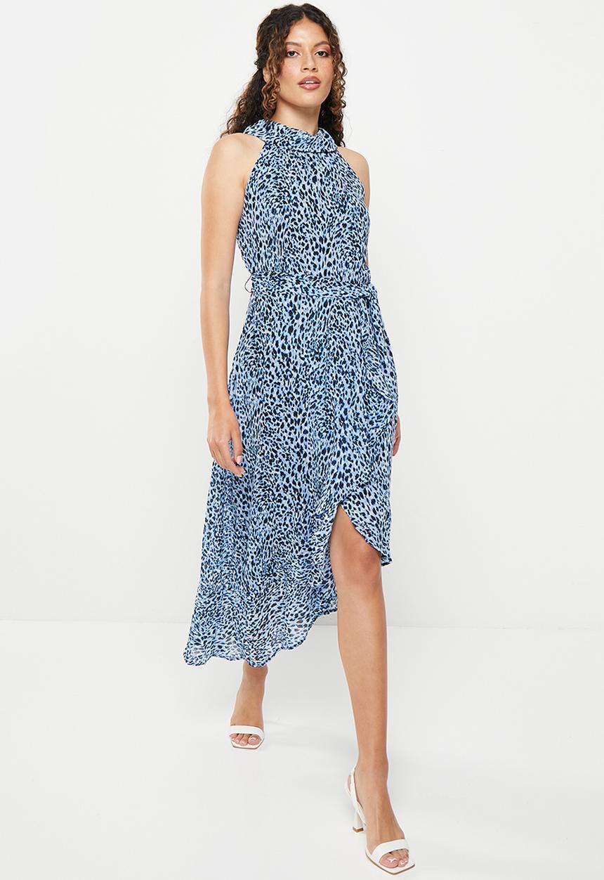 Stella Morgan - Animal printed slanted midi dress - blue