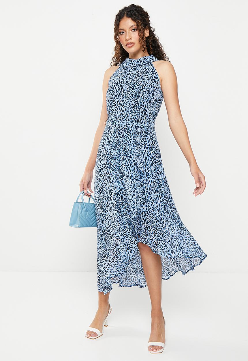Stella Morgan - Animal printed slanted midi dress - blue
