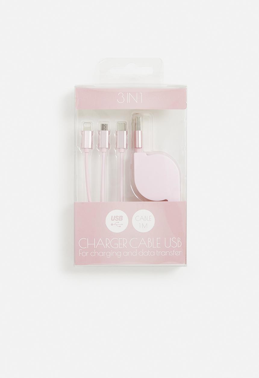 H&S - Usb charging cable 3in1 - pink