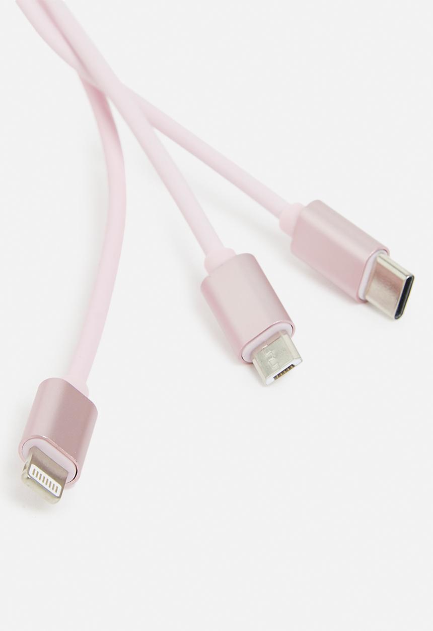 H&S - Usb charging cable 3in1 - pink