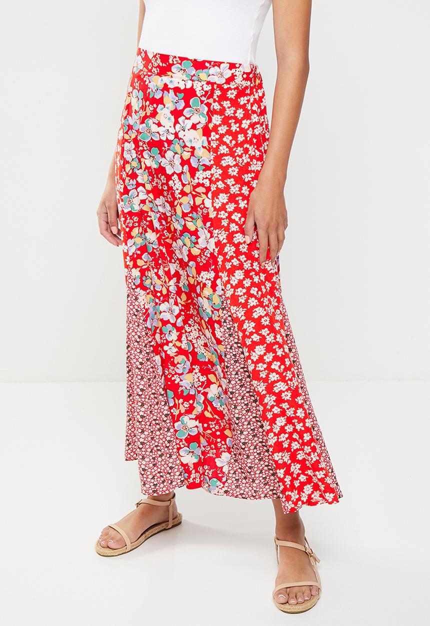 Stella Morgan - Floral printed insets skirt - multi red