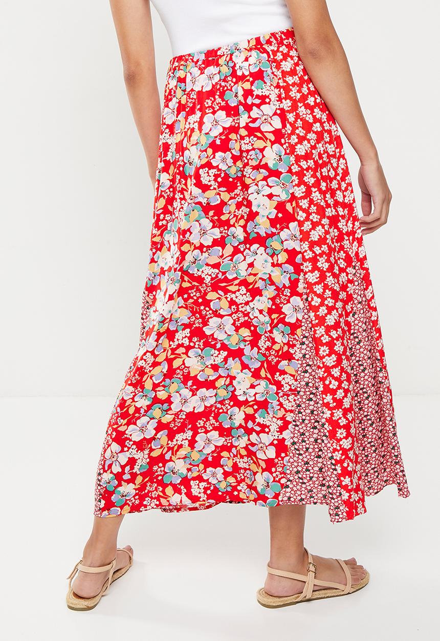 Stella Morgan - Floral printed insets skirt - multi red