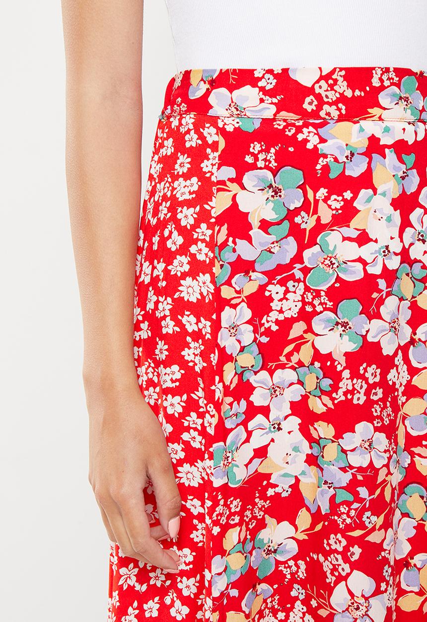 Stella Morgan - Floral printed insets skirt - multi red
