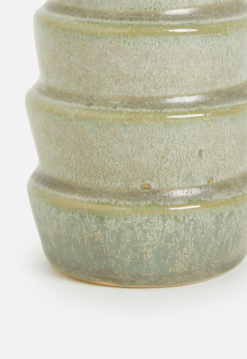 H&S - Reactive porcelain dinner candle holder - green