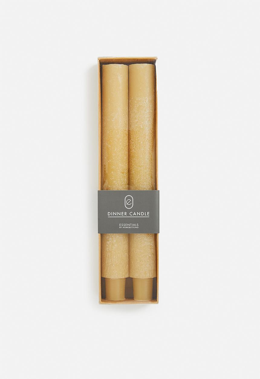 H&S - Dinner candle set of 2 - ochre