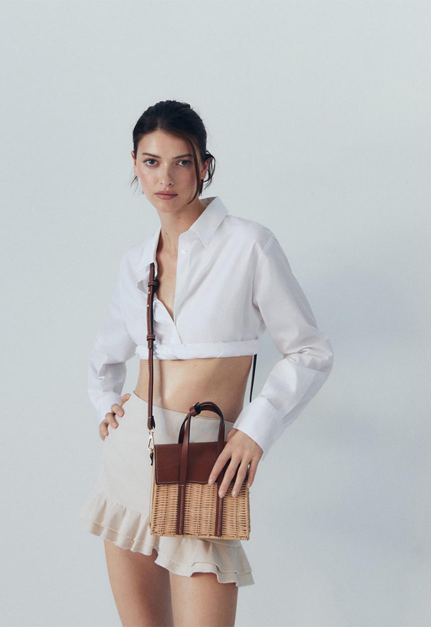 MANGO - Bag elena - leather-brown