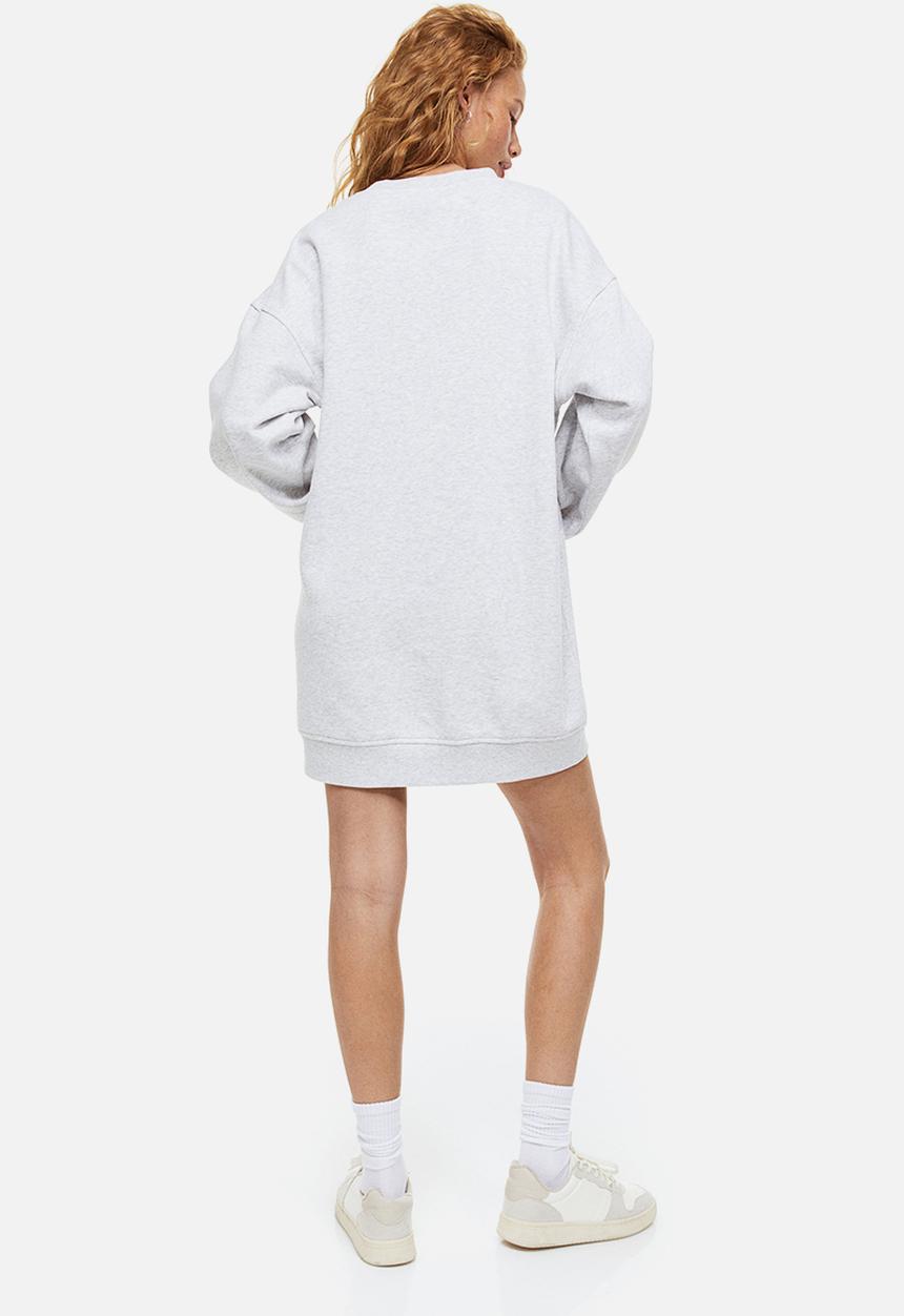 H&M - Oversized printed sweatshirt dress - light grey marl/la